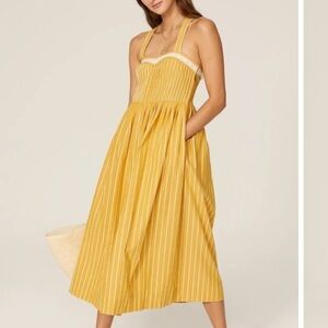 THE GREAT Yellow Striped Hourglass The Laurel Dress Size 2